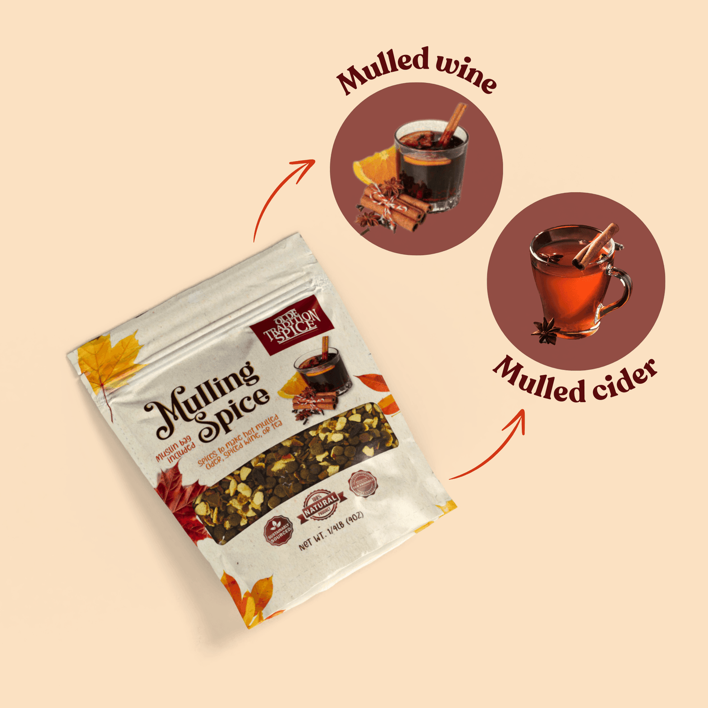Olde Tradition Whole Mulling Spice Pieces with muslin brew bag